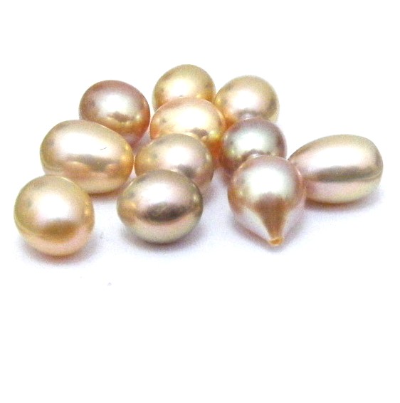 Natural Colours (gold to peach) 7.5-8mm Half Drilled Drop Single